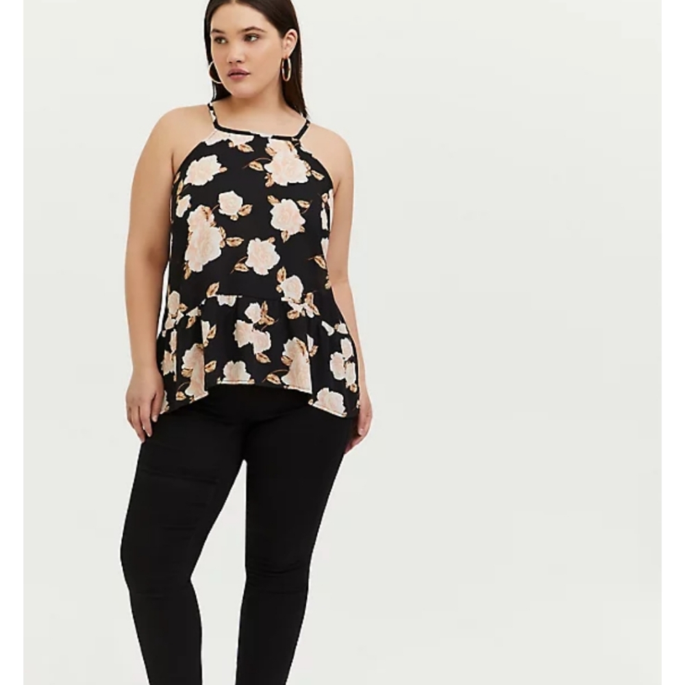 Torrid Black Floral Halter